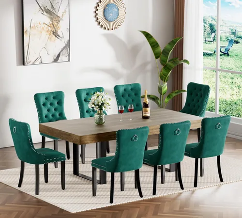 Miniatura 45 de Juego de mesa de comedor extensible marrón de 7 piezas para 6, 63 a 78.74 pulgadas, moderno juego de mesa de cocina y comedor, mesa de comedor Mesa