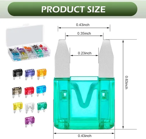 Miniatura 2 de Juego de 120 fusibles para automóvil, kit de fusibles mini para automoción, para auto, sedán, RV, motocicleta (2A/3A/5A/7.5A/10A/15A/20A/25A/30A/35A)