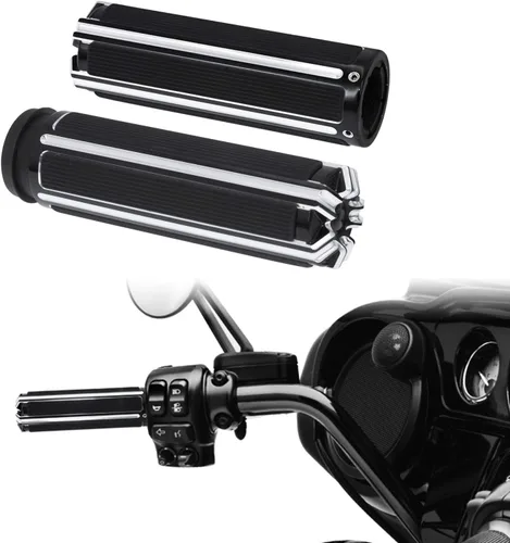 Miniatura 16 de 1" Electronic Throttle Defiance Handlebar Grips 25mm Hand Grips Fit for Harley Touring Street Glide Road King Road Glide Electra Glide #2 Negro