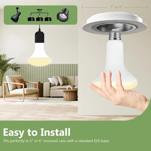Miniatura 4 de Sigalux BR30 - Bombillas LED para interiores para latas empotradas, 7.5 W (reemplazo de 65 W), 650 lm, blanco suave 2700 K, atenuación suave, CRI