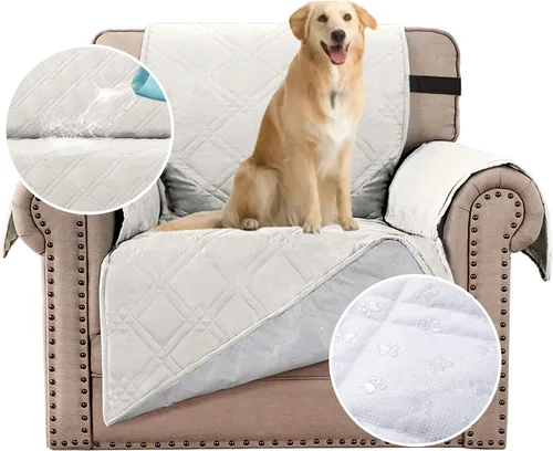 Miniatura 12 de H.VERSAILTEX Funda de sofá 100% impermeable, lavable, antideslizante, para 3 cojines, protector de muebles para mascotas, fundas de sofá