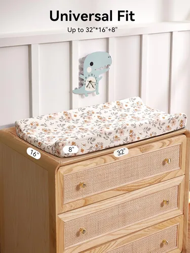 Miniatura 5 de TILLYOU Funda de muselina para cambiador de pañales para bebés, niñas y niños, de algodón suave y transpirable, 2 unidades (flor amarilla)
