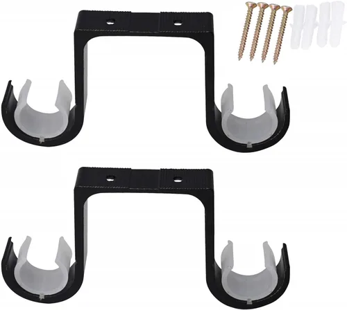 Miniatura 8 de Soportes de barra de cortina doble, 2 piezas, aleación de aluminio montados en el techo, blanco