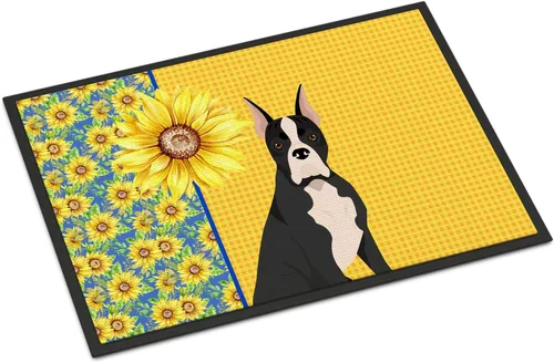 Miniatura 336 de Caroline's Treasures WDK5313MAT Airedale Terrier - Tapete para puerta delantera de 18 x 27 pulgadas, diseño de girasoles de verano, para entrada