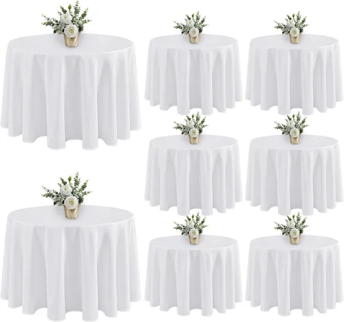 Miniatura 21 de Fitable Paquete de 6 manteles redondos negros de 70 pulgadas, resistentes a las arrugas y a las manchas, manteles de poliéster lavables para bodas