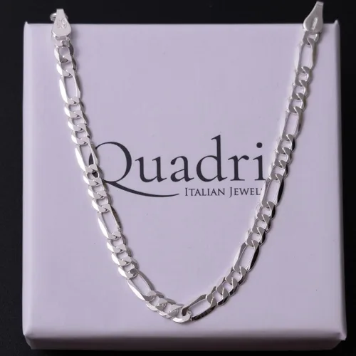 Miniatura 7 de QUADRI - Cadena de eslabones Figaro en plata de ley 925 italiana de 0.197 in para mujeres, hombres, niñas y niños - 7 a 9 pulgadas - Calidad premium