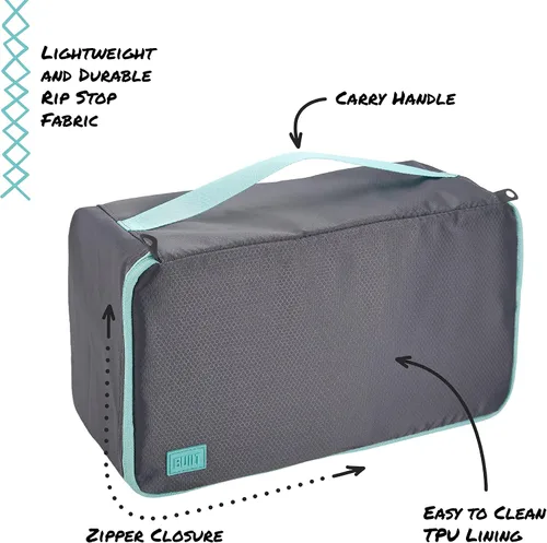 Miniatura 2 de BUILT Shoe Cube, Large Travel Shoe Bag, Waterproof TPU Liner, Luggage Organizer, Gray Quiet Shade