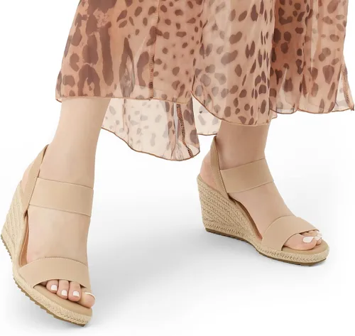 Miniatura 5 de DREAM PAIRS Alpargatas de punta abierta para mujer, sandalias de plataforma elegantes sin cordones con correa elástica en el tobillo