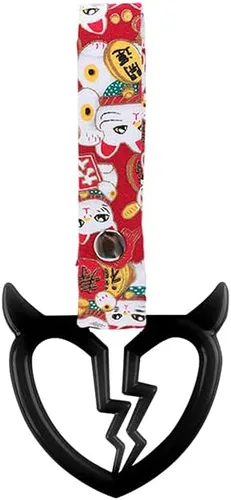 Miniatura 34 de Q1-TECH, JDM Tsurikawa Anillo japonés de metro, tren, autobús, mango de coche, cuerno de diablo, mango de corazón roto, correa de mano, parachoques