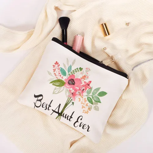 Miniatura 3 de Bolsa de cosméticos Best Aunt Ever, regalos para tía, regalos de sobrina para Navidad, cumpleaños, jubilación, tía, viaje, bolsa de maquillaje