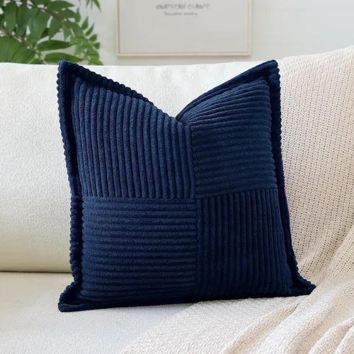 Miniatura 11 de OTOSTAR Fundas de almohada de pana a rayas con empalme, fundas de almohada bohemias súper suaves laterales decorativas con textura para sofá, cama