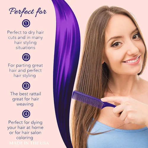 Miniatura 4 de Allegro Combs Peines de cola de rata XL 61 XL, peine de dientes anchos, desenredante, pelo grueso, peinetas de separación de espalda gruesa, peines