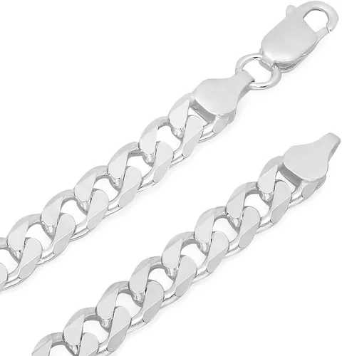 Miniatura 2 de The Bling Factory Men's 6.5mm Solid .925 Sterling Silver Beveled Curb Chain Necklace