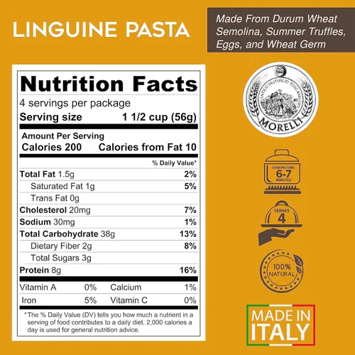 Miniatura 2 de Morelli Pasta italiana de trufa Linguine - Pasta gourmet - Hecho a mano en pequeños lotes - Importado de Italia - Pasta de sémola de trigo duro