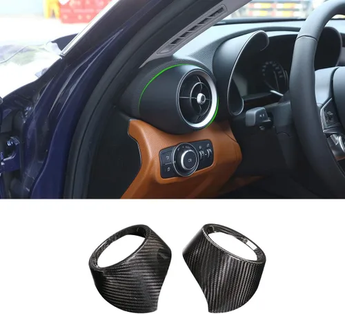 Cubierta de salida de aire acondicionado lateral de fibra de carbono 100% real para Alfa Romeo Stelvio Giulia 2017-2020 (Giulia)
