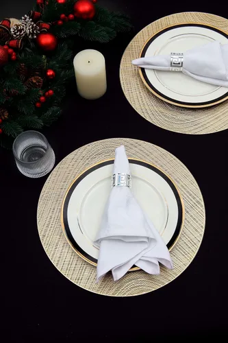 Miniatura 7 de U'Artlines Manteles individuales metálicos huecos de vinilo antideslizante con aislamiento térmico para mesa de cocina (21102 dorado, 6 unidades)
