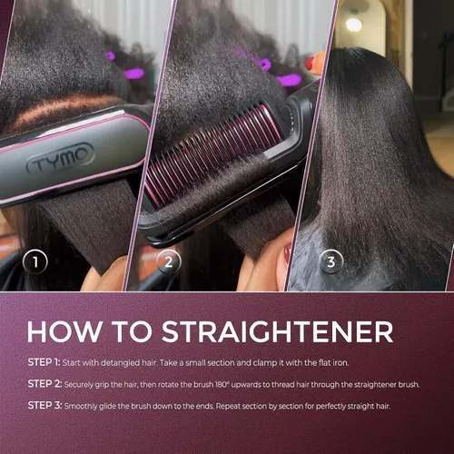 Miniatura 9 de TYMO Cepillo Alisador de Pelo Plancha Plana 2 en 1, 200M Iones Alisadores de Pelo para Mujeres, Peine Caliente Alisador de Cerámica de Voltaje Dual