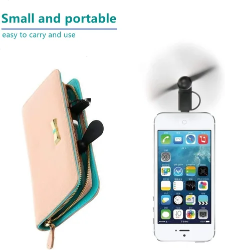 Miniatura 4 de Mini ventilador de teléfono celular 2 en 1 para teléfonos celulares iPhone y Android con puerto tipo C/USB C (paquete de 4) - Pequeño ventilador