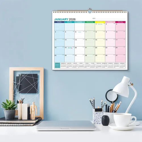 Miniatura 4 de Kyweel Calendario de pared 2026-2027, enero 2026-junio 2027, 15 x 12 pulgadas, días festivos destacados, calendario de planificación, papel grueso