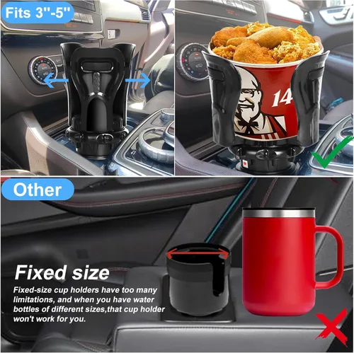 Miniatura 5 de Expansor de portavasos para automóvil, adaptador de inserto de portavasos con brazo expandible y base ajustable, se adapta a automóviles, camiones