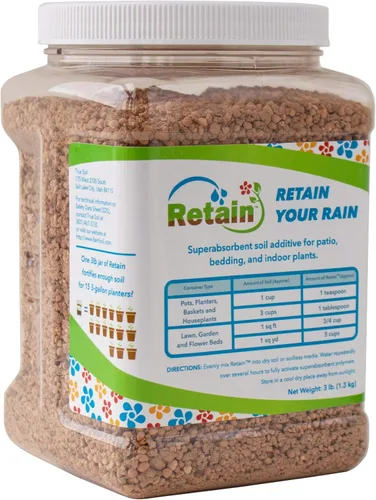 Miniatura 8 de Retain by Rain Soil – 22 onzas – Cristales poliméricos que contienen agua – Aditivo para suelo – Almacena hasta 7 galones de agua para plantas