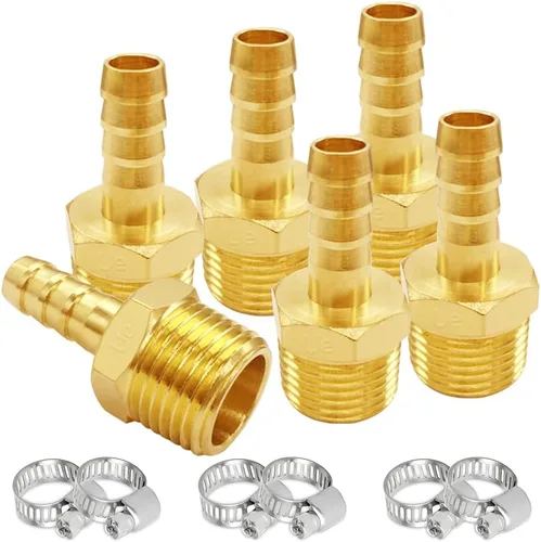 Miniatura 14 de Uenede 6 accesorios de púas de manguera de latón de 1/2 pulgada NPT macho a 1/2 pulgadas, conector adaptador de púas incluye 6 abrazaderas de acero