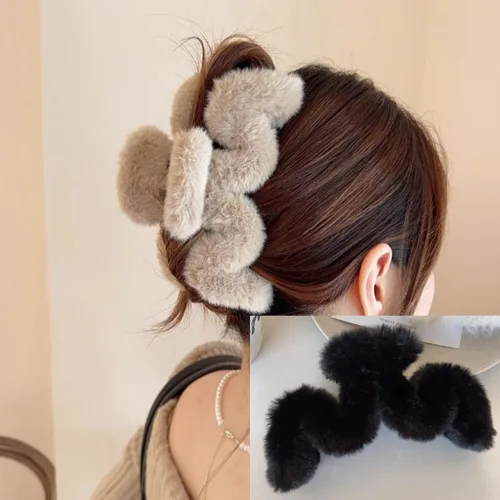 Miniatura 7 de Lindas pinzas de pelo para cabello rizado, elegante y esponjoso, pelo sintético, clip grande para cabello fino y largo, antideslizante, para mujeres
