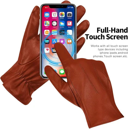 Miniatura 3 de Guantes de piel de cordero de napa de lujo para hombre