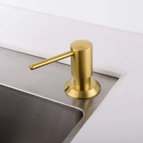 Miniatura 5 de Dispensador de jabón dorado para fregadero de cocina, dispensador de jabón integrado de latón, cabezal de bomba de oro cepillado, loción líquida