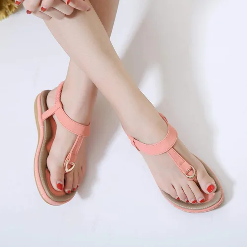 Miniatura 5 de SHIBEVER Sandalias bohemias para mujer de verano con cuentas y tirantes delgados al tobillo, zapatos elegantes