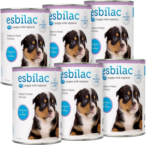 Pet-Ag Esbilac - Líquido de reemplazo de leche para cachorros, 11 onzas, paquete de 6, fórmula lista para alimentar para cachorros con vitaminas
