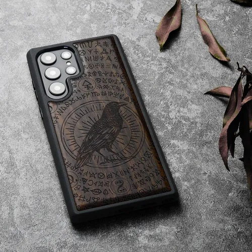 Miniatura 3 de Carveit Funda de madera para Galaxy S22 Ultra [madera natural y TPU suave negro] a prueba de golpes, diseño único de madera compatible con Samsung