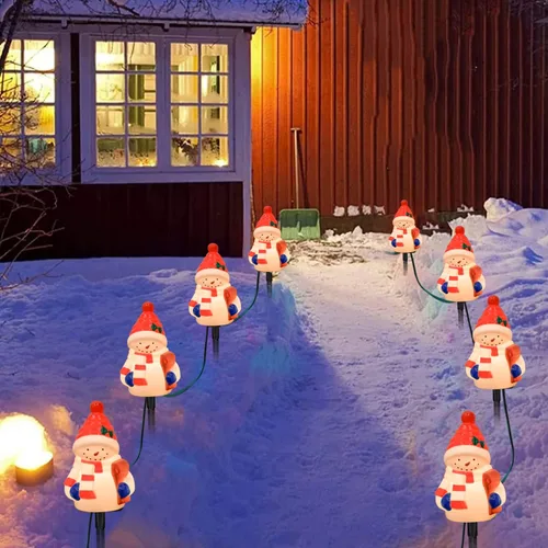 Miniatura 5 de GOOTHY 2 juegos de luces de camino de Navidad de muñeco de nieve, 7 pies C7 para exteriores con 8 estacas de muñeco de nieve, decoraciones