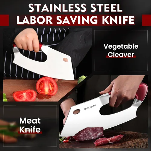 Miniatura 2 de ROCOCO Cuchillo de Carnicero Único Ahorro de Esfuerzo Cuchillo de Cocina Profesional Cuchillos de Chef de Acero Inoxidable para Cortar Carne y Rojo