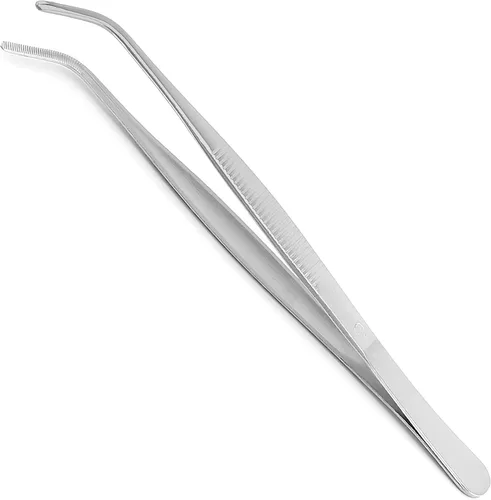 Miniatura 12 de Auniwaig Pinzas de acero inoxidable de 4.92 pulgadas de longitud con punta dentada curvada para reparación de manualidades, herramientas