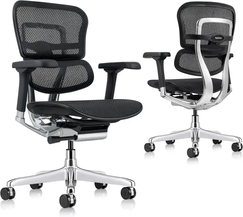 Miniatura 3 de Eurotech Seating Ergohuman Silla giratoria de malla con respaldo medio, color negro