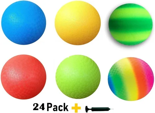 Miniatura 5 de Toys+ Paquete de 24 bolas de juego de 8.5 pulgadas (rojo, azul, verde, amarillo, arco iris, verde/swish)