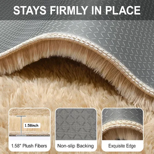 Miniatura 6 de Alfombras de pasillo beige de 2 x 6 pies para dormitorio, sala de estar, alfombra de felpa suave y esponjosa, alfombra de pasillo para pasillos