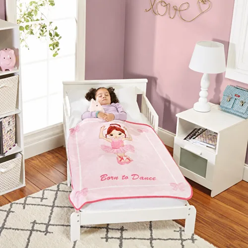 Miniatura 2 de EVERYDAY KIDS Manta para niños pequeños, 30 x 40 pulgadas, bailarina nacida para bailar, súper suave, afelpada, cálida y cómoda