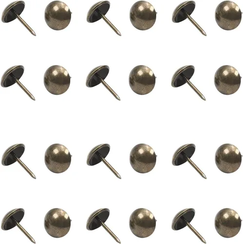 Miniatura 3 de 20 tachuelas redondas para tapicería de 0.748 in de diámetro de la cabeza, hierro galvanizado, estilo vintage, metal de 0.906 in/0.91 pulgadas
