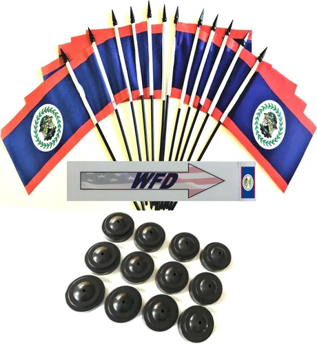 Miniatura 4 de Paquete de 12 banderas de escritorio de oficina en miniatura de poliéster Afganistán de 4 x 6 pulgadas y pequeñas banderas de mesa, 1 docena de mini