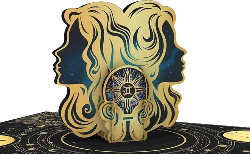 Miniatura 4 de iGifts And Cards Tarjeta emergente de cumpleaños del zodiaco Géminis, felicitación del horóscopo 3D con tarjeta de notas y sobre, constelación