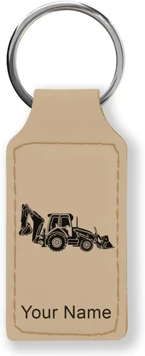 Miniatura 23 de LaserGram Llavero rectangular, retroexcavadora, grabado personalizado incluido