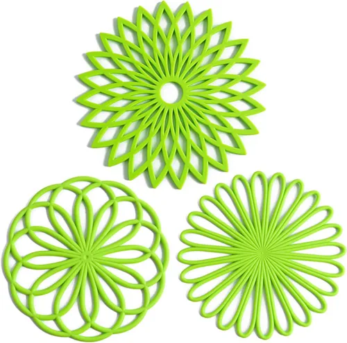 Miniatura 13 de Juego de 3 salvamanteles de silicona, almohadillas calientes para mesa y encimera, salvamanteles para platos calientes, antideslizantes y 2-GRIS