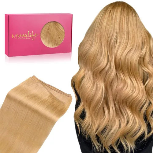 Miniatura 44 de WENNALIFE Extensiones de cabello humano real, 20 pulgadas, 3.53 onzas, color marrón chocolate, trama, cabello Remy atado a mano, extensiones