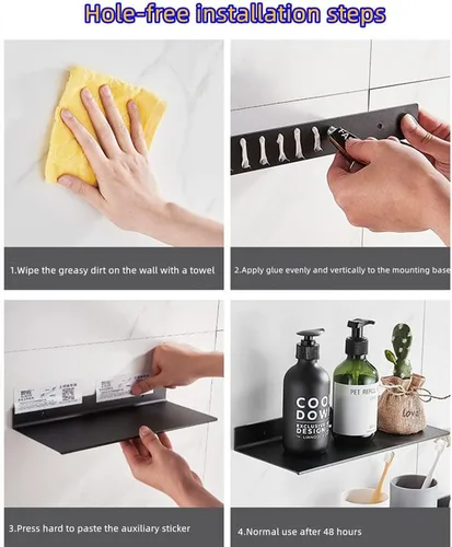 Miniatura 7 de XZJMY Juego de 2 estantes flotantes negros, estante de pared de metal, estantes de exhibición de 8 pulgadas para almacenamiento, amplían fácilmente