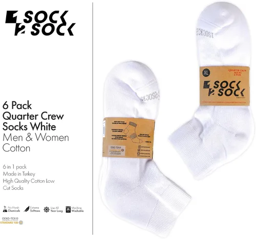 Miniatura 4 de 1SOCK2SOCK Paquete de 6 calcetines deportivos de algodón para hombres y mujeres, de algodón, corte bajo, calcetines para correr