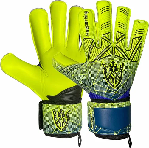 Miniatura 15 de Keeperking - Guantes de portero de fútbol para niños, jóvenes y adultos, palmas de agarre fuerte de látex con espinas removibles para la protección