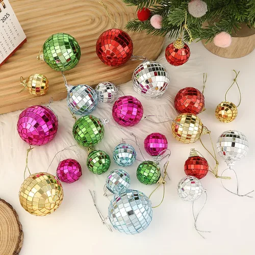 Miniatura 6 de Juego de bolas de discoteca con espejo, decoración de fiesta de discoteca plateada, bolas de Navidad reflectantes brillantes fáciles de colgar
