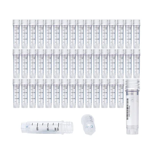 Miniatura 11 de Cryoviales de 0.0 fl oz, 25Pcs Cryotubes con código de barras lateral, frascos de esterilización con rosca externa, tubos de muestra con tapas Azul